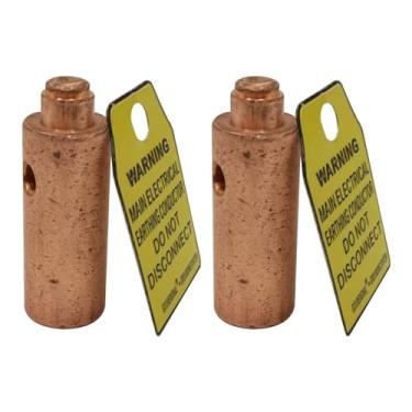 Imagem de Braçadeira de haste de aterramento de cobre com etiqueta elétrica, trava de conector de aterramento à prova de solta por martelo para haste de aterramento e conexão de fio para haste de aterramento OD