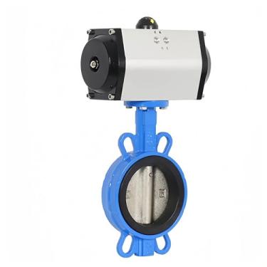 Imagem de BOKYWOX Válvula borboleta pneumática tipo wafer DN100 mm vedação EPDM 10 polegadas com placa de aço inoxidável 304