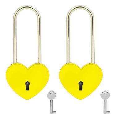 Imagem de VeYocilk Cadeados fofos em forma de coração com cadeado em forma de coração e chave para caixa de joias, diário, bolsa, bolsa de maquiagem (com chave)