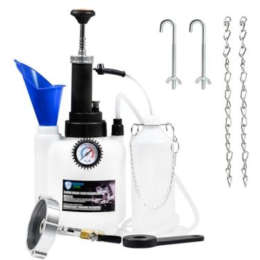 Imagem de SMOTIVEPRO Bomba de fluido de sangria de freio manual 3L e garrafa de óleo residual de 1L, kit profissional de sangrador de freio One Man adequado para Acura/GEO/GMC/KIA/VW/Hyundai/Range