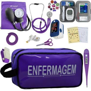 Imagem de Kit Enfermagem Aparelho Pressao Manual Esteto Multi Completo Incoterm,
