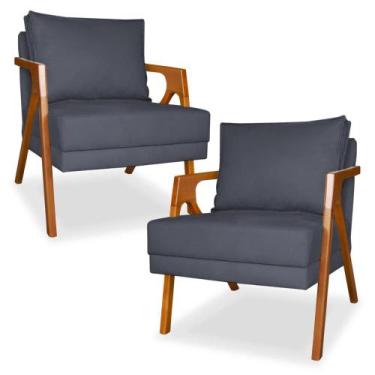 Imagem de Kit 2 Cadeiras Decorativas para Sala de Estar Mona Suede - Porto Decor