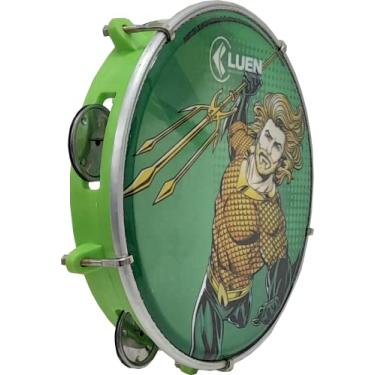 Imagem de Pandeiro 08 Abs Vd Junior Plat Inx Pele Subli Aquaman Garra Fixa