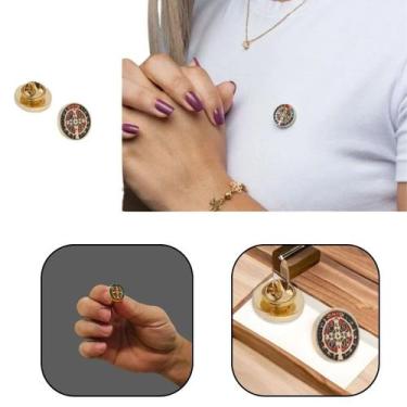 Imagem de Broche boton medalha de são bento colorido - FORNECEDOR 1