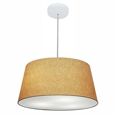 Imagem de Lustre Pendente Cone Cúpula Tecido 21/50x40 cm, Vivare Iluminação, Pendente4050 MR, Palha, Médio