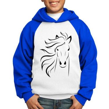 Imagem de Moletom Infantil Cavalo Traços - Foca na Moda, Branco, Azul, 10