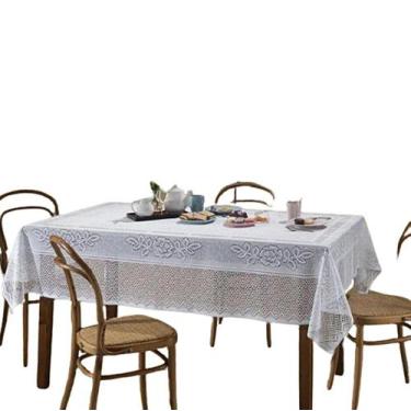 Imagem de Toalha De Mesa Renda 06L Branca+Cascata Renda Rosas  - Interlar 