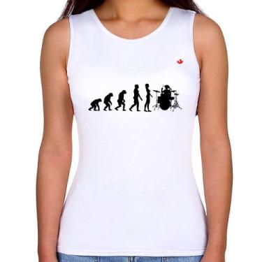 Imagem de Regata Feminina Evolução da Baterista - Foca na Moda, Branco, P