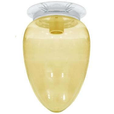 Imagem de Plafon Colonial Aluminio Branco Com Globo Pera Ambar - CM GLASS - CLEI