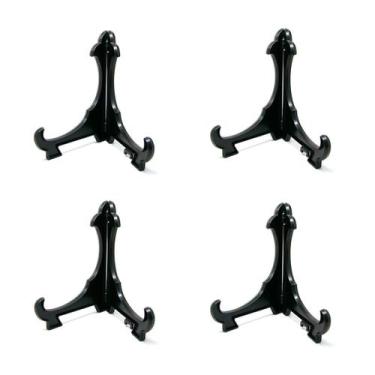 Imagem de Kit 4 Peças Suporte Para Pratos e Azulejos Preto 9cm - AC
