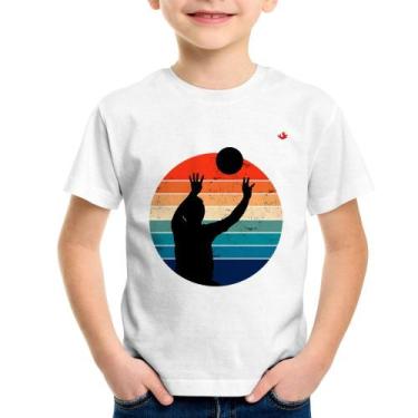 Imagem de Camiseta Infantil Vôlei Vintage Sunset - Foca na Moda, Branco, 10