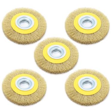 Imagem de 5 Escovas Rotativa Circular Latonada 6X1/2" P/ Motoesmeril - Tradestar