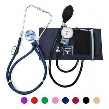 Imagem de Kit Esfigmomanômetro + Estetoscópio Rappaport Pamed Cor Azul