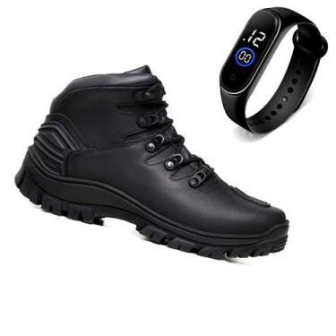 Imagem de Bota Masculina Moderna para Andar de Moto Proteção Pedal Com Relógio -