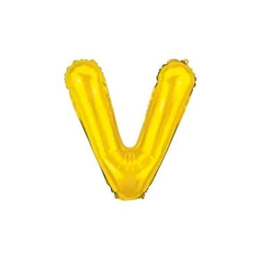 Imagem de Balão de Festa Metalizado 16" 40cm - Letra V Ouro - 1 unidade - Rizzo 