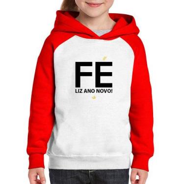 Imagem de Moletom Infantil Fé liz ano novo! - Foca na Moda, Branco, Vermelho, 2