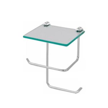 Imagem de Papeleira Dupla Papel Higiênico Com Suporte Vidro Incolor - Montelar A