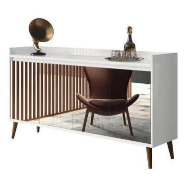 Imagem de Buffet delux delta classico com espelho 4 portas branco - Village Móve
