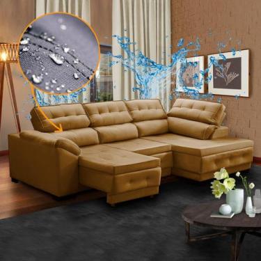 Imagem de Sofá de Canto Chaise 5 Lugares Impermeável 250 x 150 Cm Retrátil Luiza