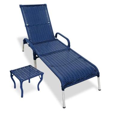 Imagem de Kit 1 Espreguiçadeira Reclinável para Piscina Madrid com Mesa de Centr