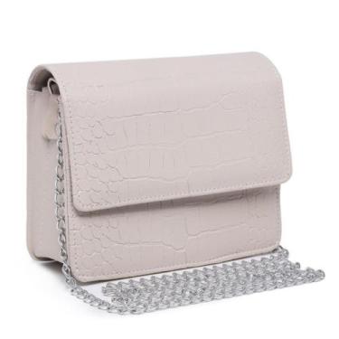 Imagem de Bolsa Croco Feminina com Alça de Corrente e Alça de Mão Tendência para
