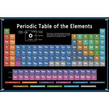 Imagem de DORCEV Pôster de tabela periódica de tecido de 1,5 x 0,9 m, pano de fundo para fotos de volta às aulas, tabela periódica dos elementos, estudante, professor, sala de aula, decoração química, faixa de