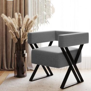 Imagem de Poltrona Marília Luxo Base de ferro Moderna, Decorativa, Atendimento, 