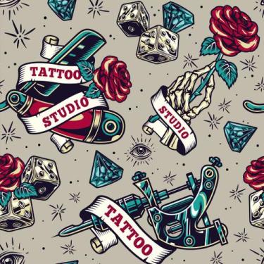 Imagem de Papel De Parede Temático Tattoo Stúdio - 1,50x0,50m - DEKAL DECOR