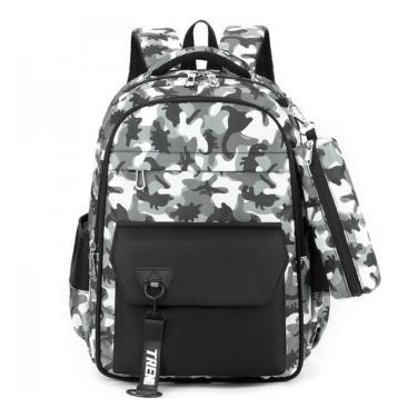 Imagem de Mochila Escolar Camuflada + Estojo