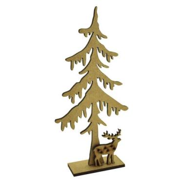 Imagem de Árvore de Natal com Rena e Pedestal 15x7,5 Mdf Madeira - ATACADÃO DO A