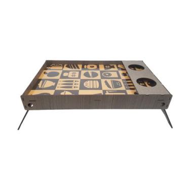 Imagem de Bandeja Café com Base Dobrável e Porta Copo Tags Snack Time 48x30x6 Md
