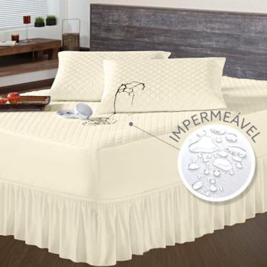 Imagem de Capa de Colchão Casal Queen e 2 Porta Travesseiro Impermeável + Saia B