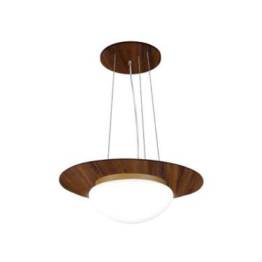 Imagem de Pendente de Madeira Saturno Vidro Oval 45 cm Imbuia/Dourado - Madeluz
