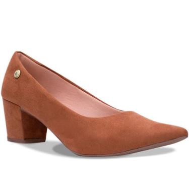 Imagem de Sapato Scarpin Feminino Camurça Bico Fino Salto Alto Grosso Bloco  - T