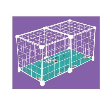 Imagem de Cercado Gaiola para Porquinho da Índia Coelho 30x60cm Branco com Tecid