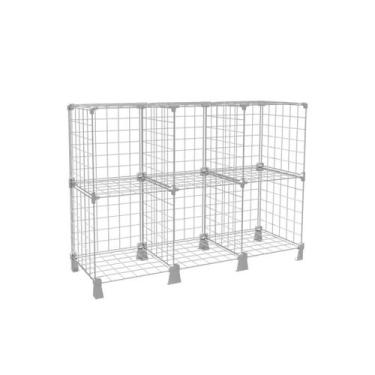 Imagem de Estante Balcão Expositor Aramado 6 Nichos Horizontal Multiuso Branca p