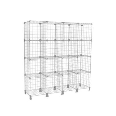 Imagem de Estante Balcão Expositor Aramado 16 Nichos Branco Prateleira de Aço pa