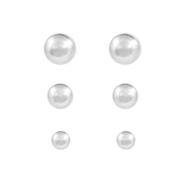 Imagem de Trio Brinco Prata 925 Bolinha  2,5mm  3mm  4mm - MPJoias