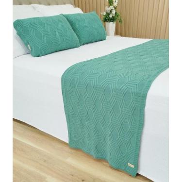 Imagem de Manta Peseira Tricot Cama King 260x60cm +2 Capa de Almofada N1 - USUFR