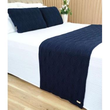 Imagem de Manta Peseira Tricot Cama King 260x60cm +2 Capa de Almofada N1 - USUFR