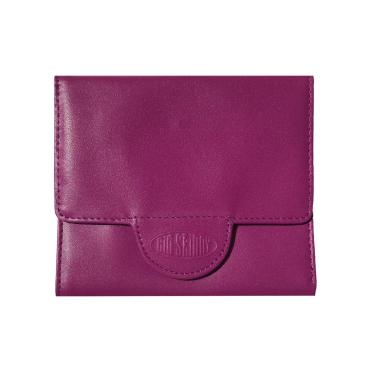 Imagem de Big Skinny Carteira feminina de couro Trixie com três dobras fina, comporta até 30 cartões, roxo ameixa