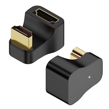 Imagem de QIANRENON Adaptador de exibição angular HDMI 8K em forma de U HDMI 2.1 macho para fêmea soquete conector Ultra HD de 180 graus, suporta 3D 8K @60Hz UHD2.1, para laptop, PC, monitor, projetor, HDTV, 2