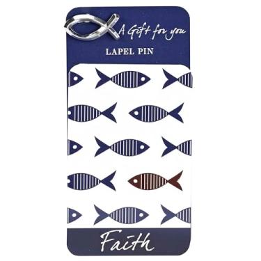 Imagem de JA-3706 Ichthys Christian Fish - Broche de lapela de liga de zinco prata de 2,5 cm com cartão de bolso, 1 Inch, Zinco, Sem Pedra Preciosa