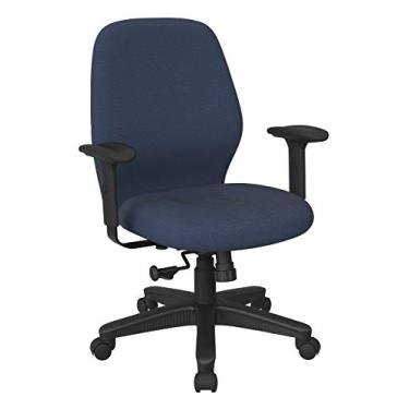 Imagem de Office Star Cadeira de escritório ergonômica com encosto médio e controle de inclinação Synchro 2-1 e braços acolchoados macios ajustáveis, tecido Diamond Blue Galaxy