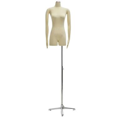 Imagem de Multiuso Manequim de corpo macio manequim de meio corpo manequim de corpo de plástico feminino para roupas com suporte altura total ajustável Janela