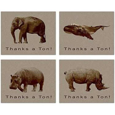 Imagem de Small World Greetings Thanks a Ton Thank You Cards 12 unidades - Dentro em branco com envelopes - 14 cm x 10,8 cm (tamanho A2)