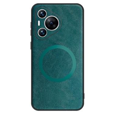 Imagem de HAO RIYLN Capa de couro para Huawei Pura 70 Ultra/70 Pro+/70 pro/70, capa de telefone antiimpressões digitais, proteção à prova de choque, capa de negócios ultrafina, verde, 70 Pro