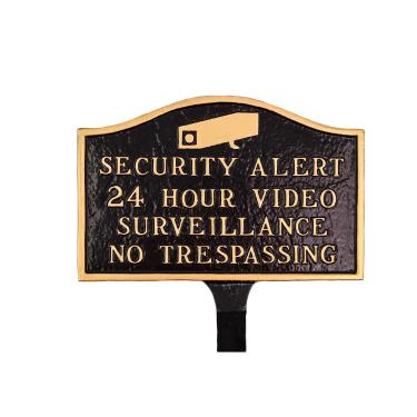 Imagem de Montague Metal Products SP-85sm-LS-BG Alerta de segurança pequeno arco macio estaca de gramado preto/placa dourada