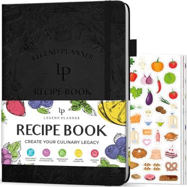 Imagem de Legend Recipe Book – Livro de receitas da família em branco para escrever em suas próprias receitas – Diário de culinária vazio – Caderno de culinária personalizado, capa dura, formato grande de 17,78