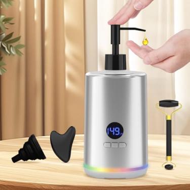 Imagem de Aquecedor de loção com óleo de massagem, aquecedor de óleo de massagem para terapia de spa e uso pessoal, dispensador portátil de aquecedor de óleo corporal com dois frascos de massagem, temperatura